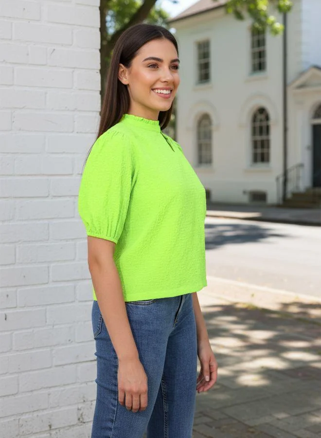 Freehand  Women Regular Fit Textured V neck Half Sleeves Regular Top for Women | Best Price UAE